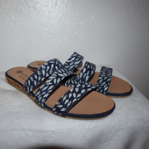 Eric Michael Blue/White Droplet Reese Suede Espadrille Sandals Women's Size 41 - Picture 1 of 9
